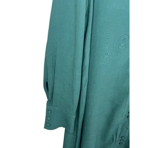 Madewell Womens Smokey Spruce V-Neck Button-Down Novel Dress Long Sleeve Large - Picture 9 of 14